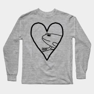 My Valentine Frog Line Drawing Man I love Frogs Long Sleeve T-Shirt